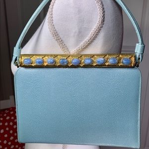 Vintage 1950s 1960s Powder Blue Handbag Purse